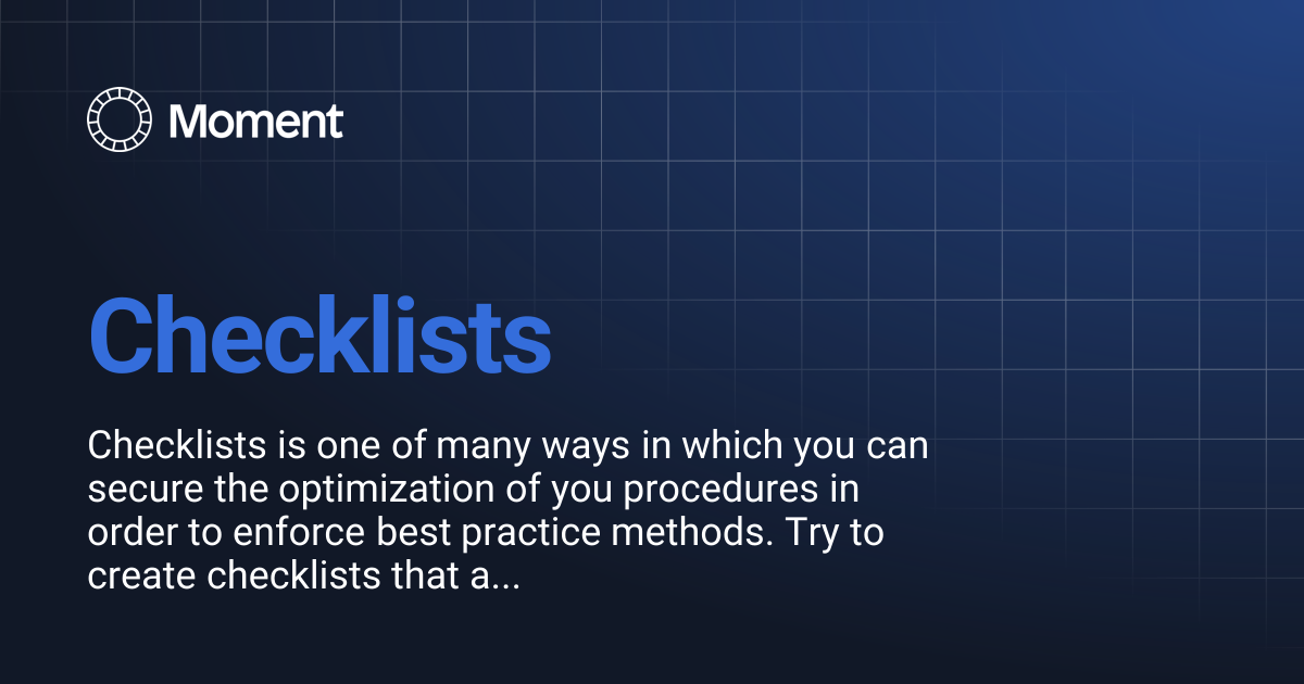 Checklists | Knowledge base