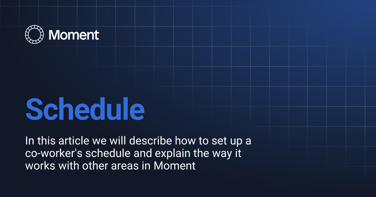 Schedule | Knowledge base