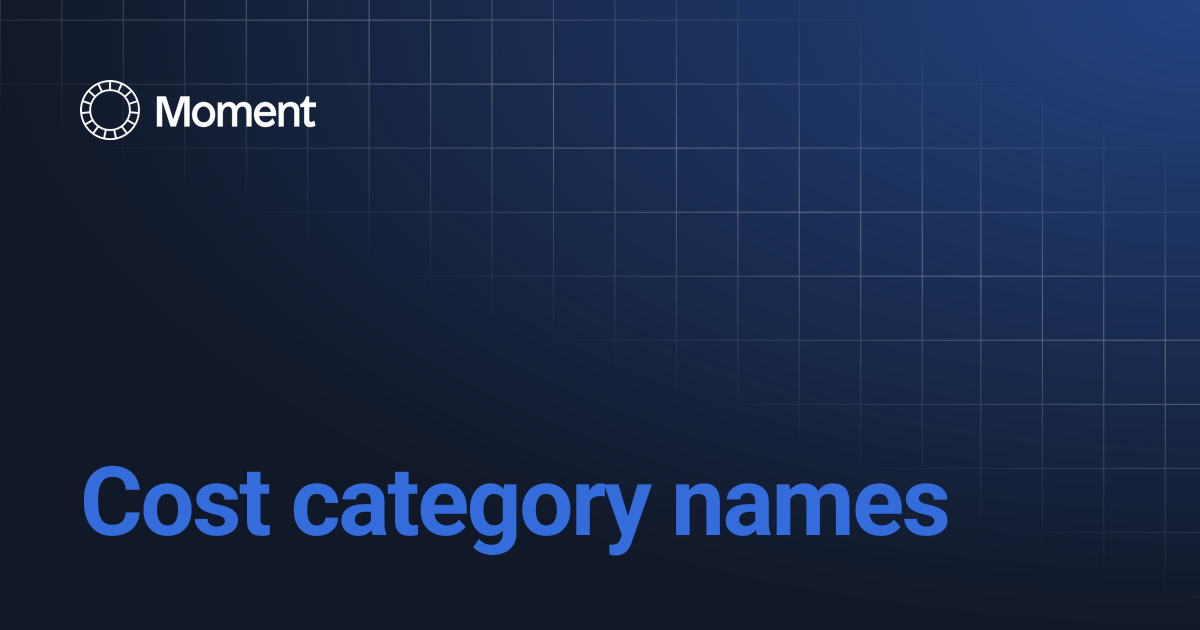 Cost category names | Knowledge base