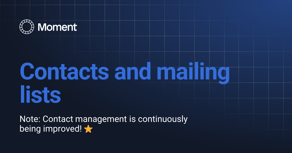 Contacts and mailing lists | Knowledge base